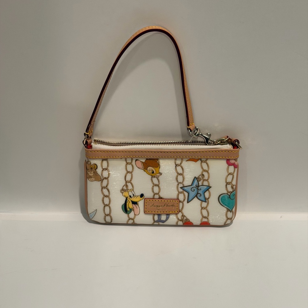 Dooney & Bourke White and Tan Disney Print Wristlet